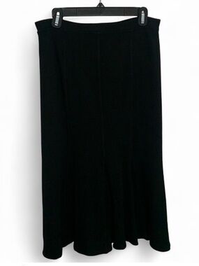 Eileen Fisher Black Wool Blend A-Line Midi Skirt